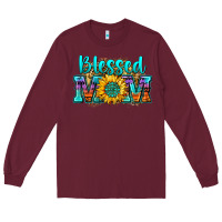 Burgundy blessed mom sunflower Long Sleeve Tee - Zillion Design Studio
