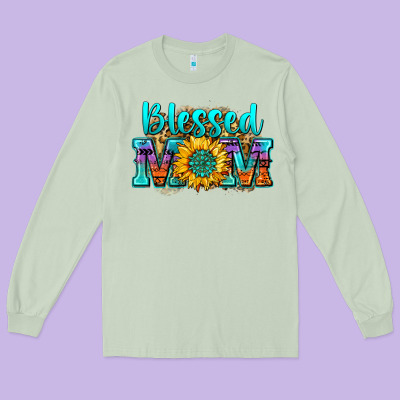 Blessed Mom Sunflower Long Sleeve Tee Designed By Zillion Design Studio