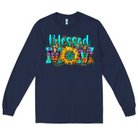 Navy blessed mom sunflower Long Sleeve Tee - Zillion Design Studio