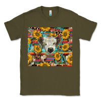 Army Green white Scottish calf and sunflowers Classic Tee - BarkalooDesign