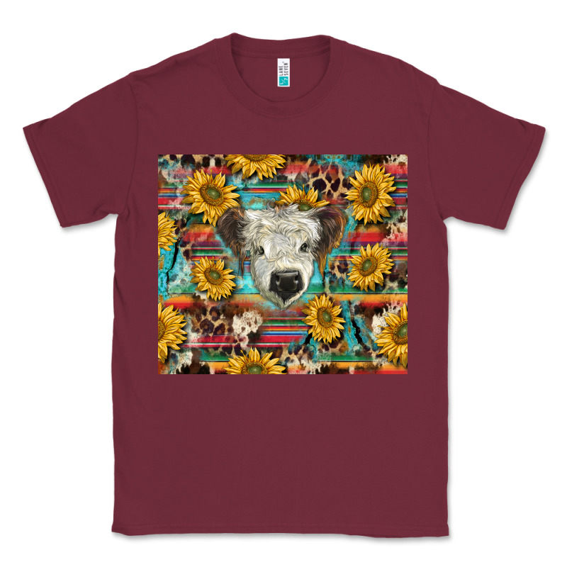 White Scottish Calf And Sunflowers Classic Tee by BarkalooDesign | Teevron