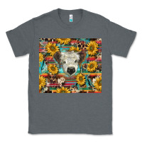 Charcoal Heather white Scottish calf and sunflowers Classic Tee - BarkalooDesign