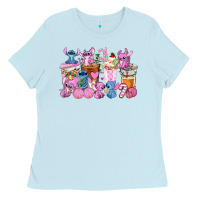 Baby Blue stitch and lilo pink christmas coffee cups Ladies Tee - AdoDesignShop