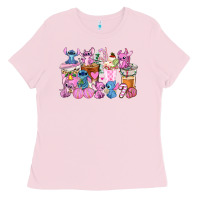 Bubblegum Pink stitch and lilo pink christmas coffee cups Ladies Tee - AdoDesignShop