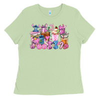 Matcha stitch and lilo pink christmas coffee cups Ladies Tee - AdoDesignShop