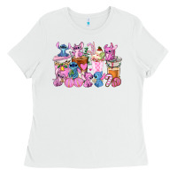 White stitch and lilo pink christmas coffee cups Ladies Tee - AdoDesignShop