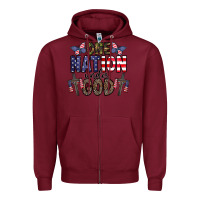 Burgundy one nation under god Zipper Hoodie - CowhideDigitalArt