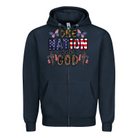 Navy one nation under god Zipper Hoodie - CowhideDigitalArt