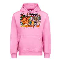 Fuchsia Pink happy turkey day Urban Hoodie - MaliasSmallBusiness