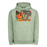 Pigment Oil Green happy turkey day Urban Hoodie - MaliasSmallBusiness