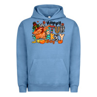 Pigment Pebble Blue happy turkey day Urban Hoodie - MaliasSmallBusiness
