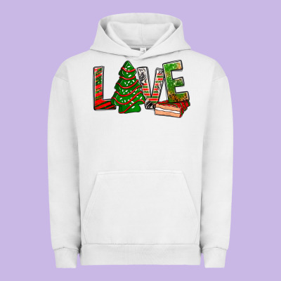 Love Christmas Tree Cake Urban Hoodie Designed By Nancycooperartshop