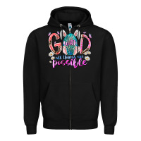 Black with god all things are possible Zipper Hoodie - RacoonDesign