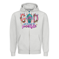 Dove Grey with god all things are possible Zipper Hoodie - RacoonDesign