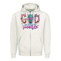 Oatmeal Heather with god all things are possible Zipper Hoodie - RacoonDesign
