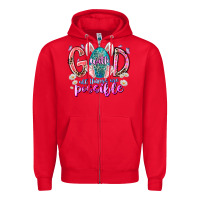 Red with god all things are possible Zipper Hoodie - RacoonDesign
