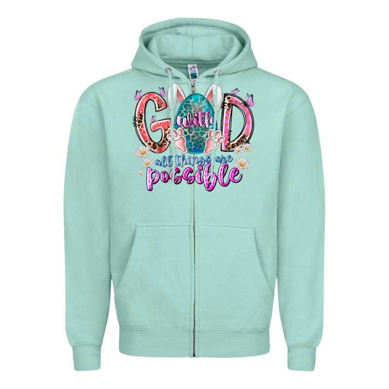 With God All Things Are Possible Zipper Hoodie by RacoonDesign | Teevron