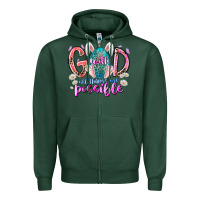 Sports Green with god all things are possible Zipper Hoodie - RacoonDesign