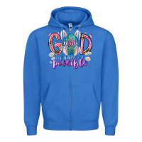 True Royal with god all things are possible Zipper Hoodie - RacoonDesign