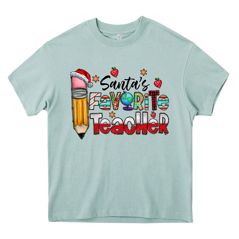 Santa Favorite Teacher Heavy Core Tee by CowhideDigitalArt | Teevron
