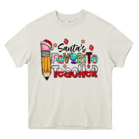 Cream Santa Favorite Teacher Heavy Core Tee - CowhideDigitalArt