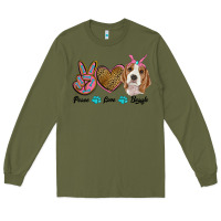 Army Green peace love beagle Long Sleeve Tee - RanaPortraitStore
