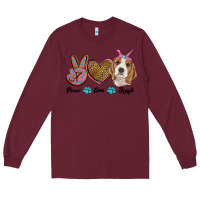 Burgundy peace love beagle Long Sleeve Tee - RanaPortraitStore