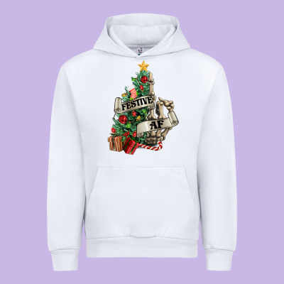 Festive Af Christmas Middle Finger Urban Hoodie Designed By Nancycooperartshop