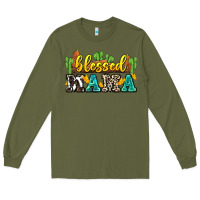 Army Green blessed mama Long Sleeve Tee - Zillion Design Studio
