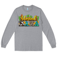 Heather Grey blessed mama Long Sleeve Tee - Zillion Design Studio