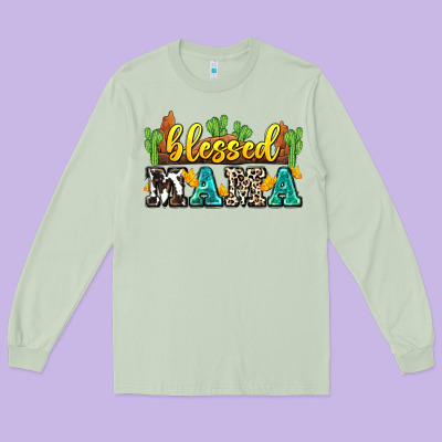 Blessed Mama Long Sleeve Tee Designed By Zillion Design Studio