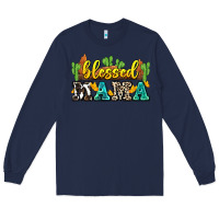 Navy blessed mama Long Sleeve Tee - Zillion Design Studio