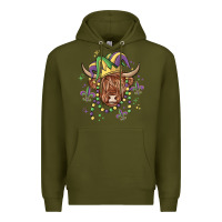 Army Green mardi gras cow Premium Hoodie - MaliasSmallBusiness