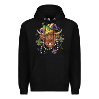 Black mardi gras cow Premium Hoodie - MaliasSmallBusiness