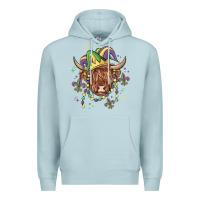 Blue Mist mardi gras cow Premium Hoodie - MaliasSmallBusiness