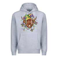 Heather Grey mardi gras cow Premium Hoodie - MaliasSmallBusiness