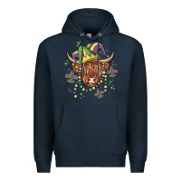 Navy mardi gras cow Premium Hoodie - MaliasSmallBusiness