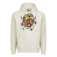 Oatmeal Heather mardi gras cow Premium Hoodie - MaliasSmallBusiness