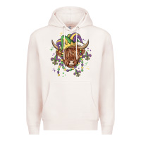 Pale Pink mardi gras cow Premium Hoodie - MaliasSmallBusiness
