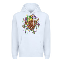 White mardi gras cow Premium Hoodie - MaliasSmallBusiness