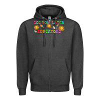 Charcoal Heather see you later educators  libbey glass Zipper Hoodie - HRA Design Shop