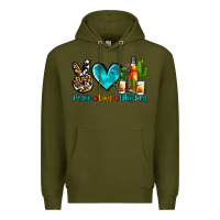 Army Green peace love whiskey Premium Hoodie - AdoDesignShop