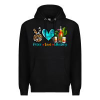 Black peace love whiskey Premium Hoodie - AdoDesignShop