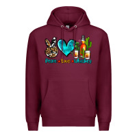 Burgundy peace love whiskey Premium Hoodie - AdoDesignShop