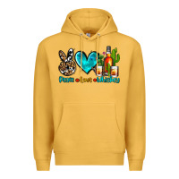 Mustard peace love whiskey Premium Hoodie - AdoDesignShop