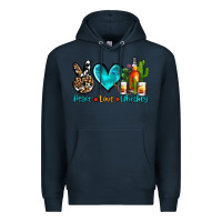 Navy peace love whiskey Premium Hoodie - AdoDesignShop