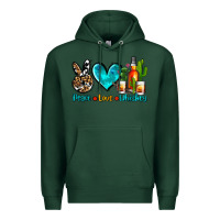 Sports Green peace love whiskey Premium Hoodie - AdoDesignShop
