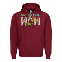 Burgundy world is best mom Zipper Hoodie - RacoonDesign