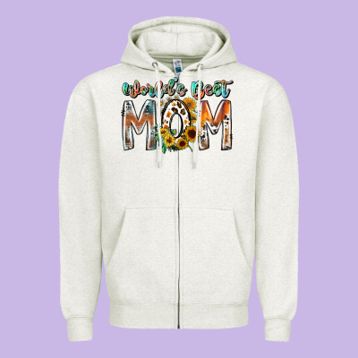 World Is Best Mom Zipper Hoodie Designed By Racoondesign