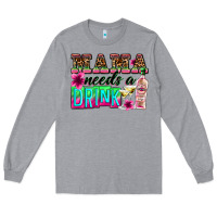 Heather Grey mama needs a drink Long Sleeve Tee - Zillion Design Studio